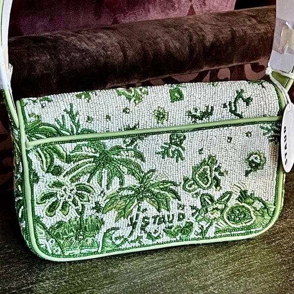 NWT Staud Beaded Tommy Shoulder Bag Clover Toile π Rare Find π - Picture 7 of 16
